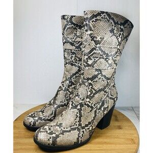 Baretraps Boots Womens 7M Lovelace Snake Skin Print Zip Heel 3”